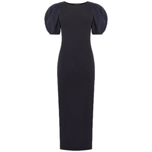 French Connection Sasia Ribbed Puff Sleeve Midi Dress